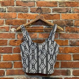 Black and White Patterned Women's Top